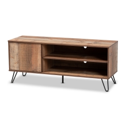 Baxton Studio Iver Modern and Contemporary Rustic Oak Finished 1-Door Wood TV Stand